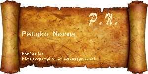 Petyko Norma névjegykártya